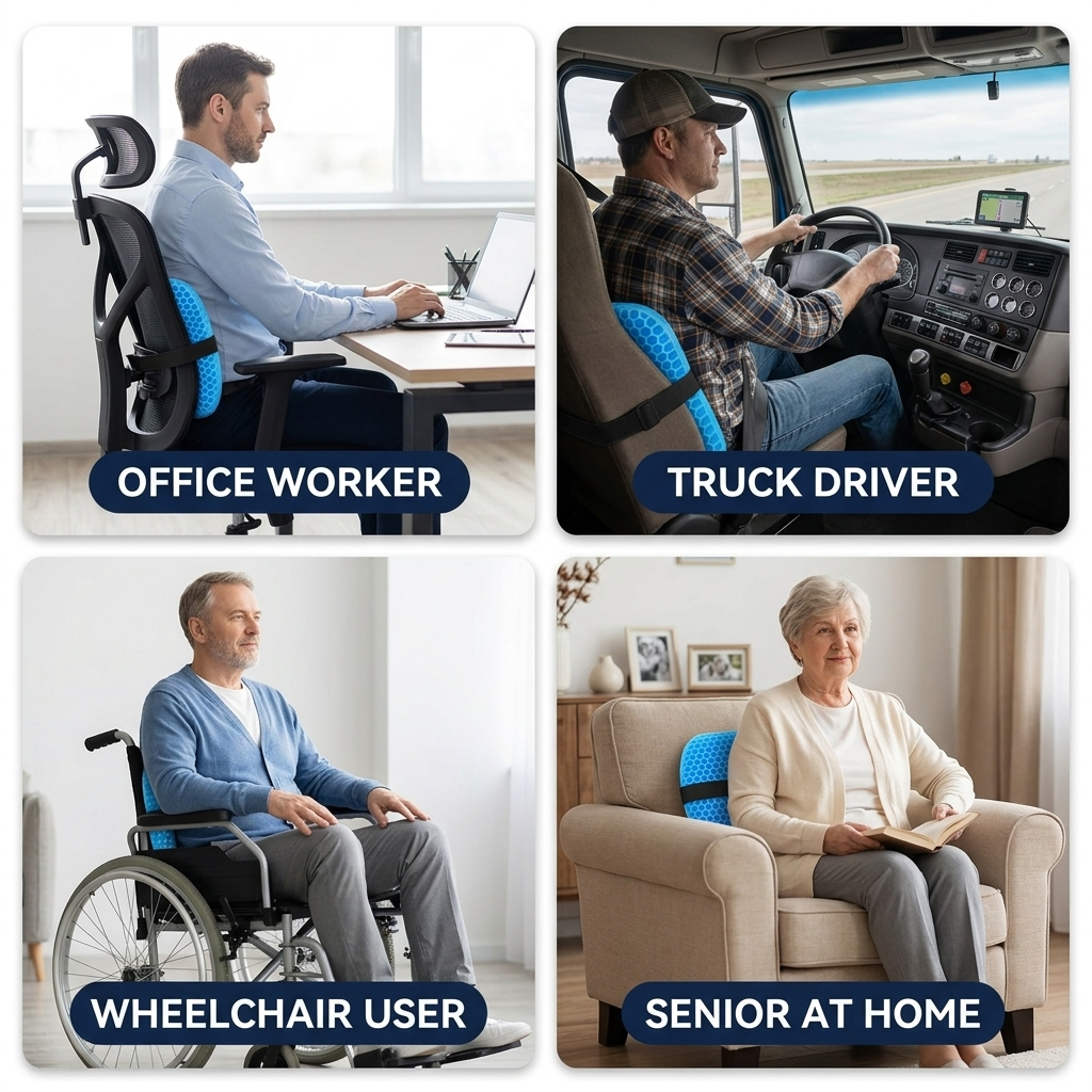 Sentia Lumbar | Soporte de Gel para Espalda Baja · Oficina, Coche y Silla de Ruedas - imagen 4