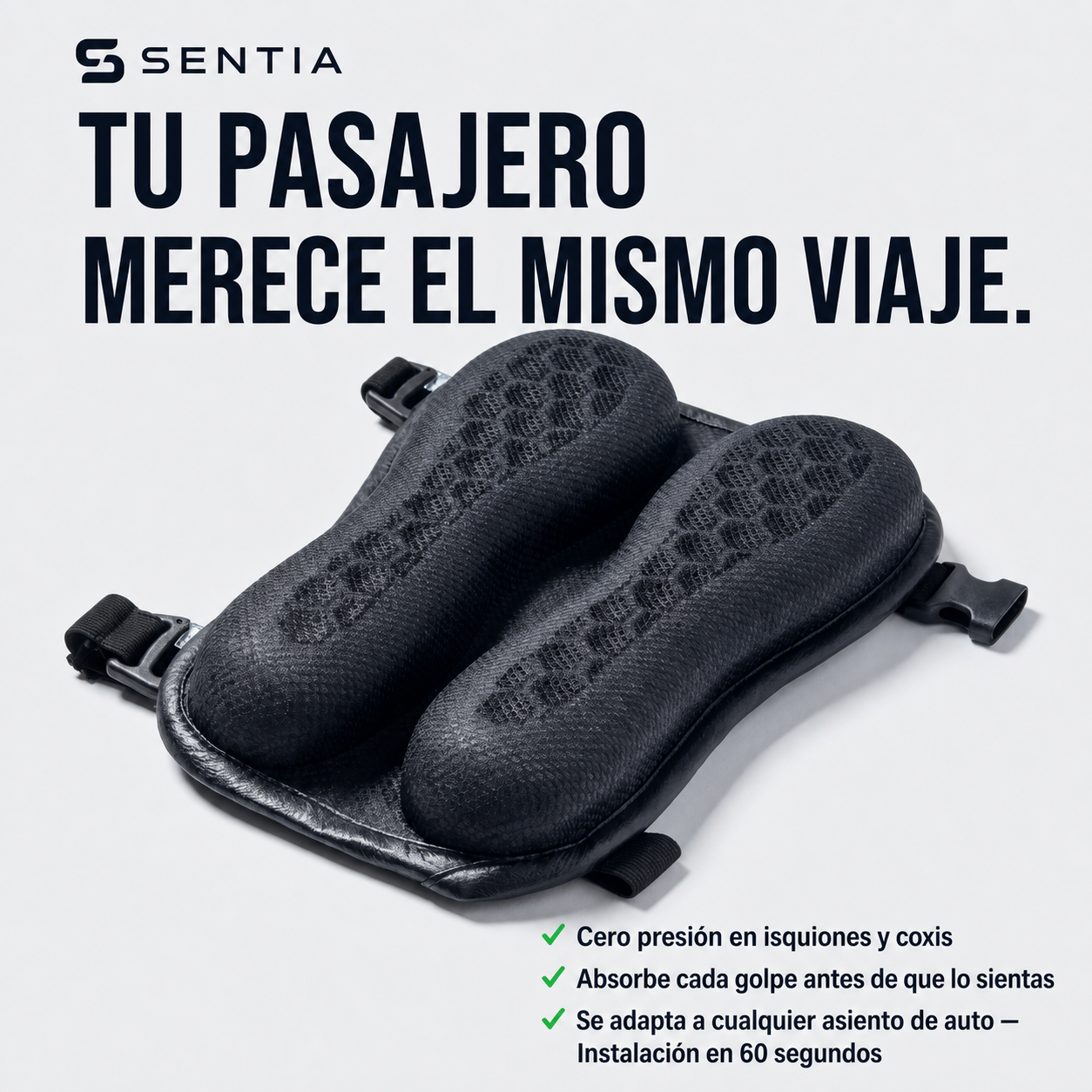 Sentia Pasajero | Cojín de Gel para Acompañante de Moto · Confort en Cada Viaje