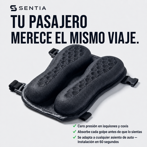 Sentia Pasajero | Cojín de Gel para Acompañante de Moto · Confort en Cada Viaje