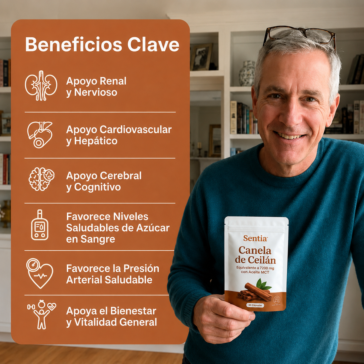 Canela de Ceilán Equivalente a 7200 mg con Aceite MCT