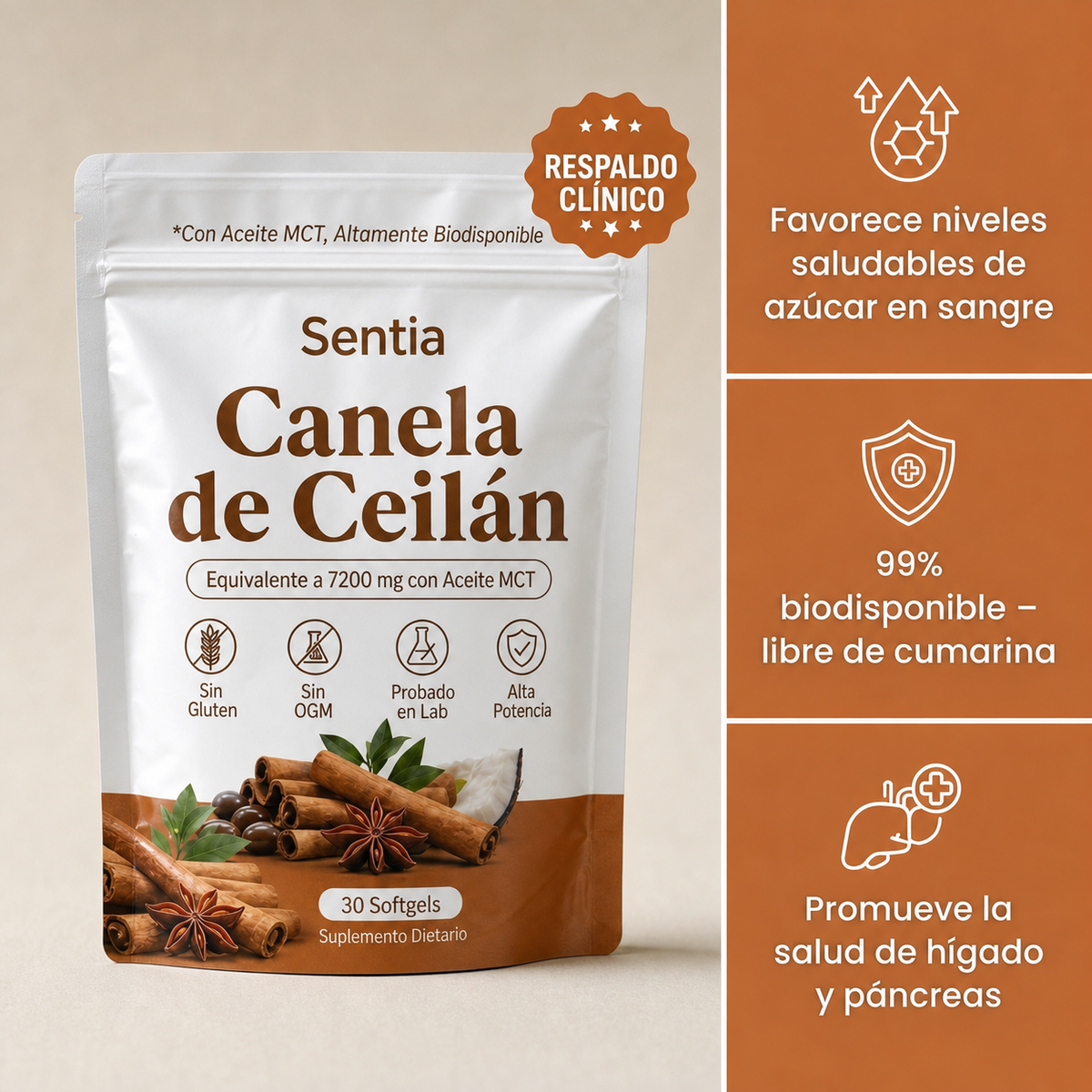 Canela de Ceilán Sentia con respaldo clínico