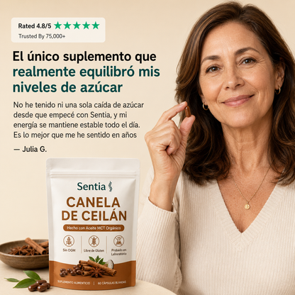 Testimonio de Julia G. sobre Canela de Ceilán Sentia - equilibrio de niveles de azúcar