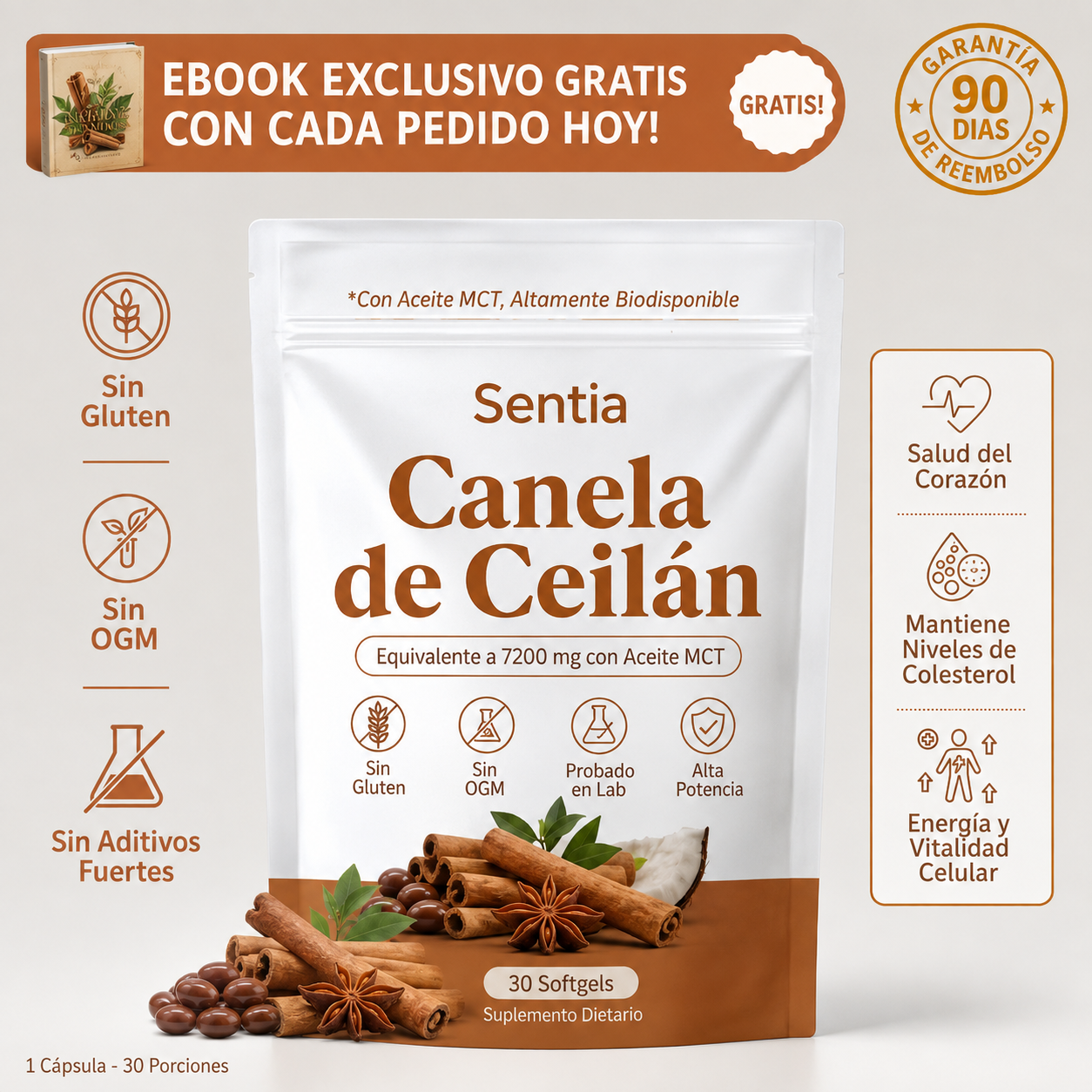Bolsa de Sentia Canela de Ceilán con garantía de 90 días